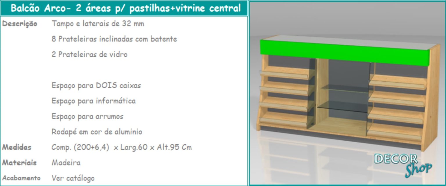 13 - Balcão Linha Arco II pastilhas vitrine